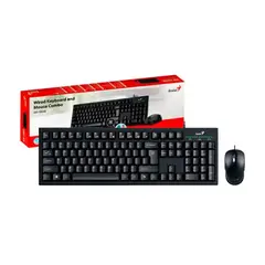 GENIUS - Combo de Teclado y Mouse Ergonomicos Alámbricos KB 100SE
