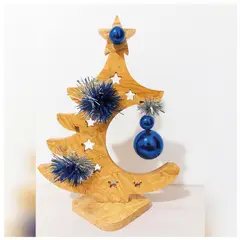 GENERICO - Árbol Decorativo en OSB con Estrella y Adornos