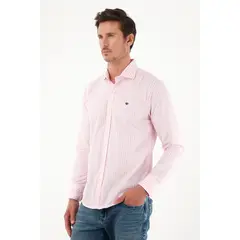 TENNIS - Camisa con diseño a rayas manga larga rosada para hombre