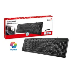 GENIUS - Teclado Mecanico Slim 820 Alámbrico Retroiluminado Ergonomico