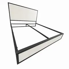 GENERICO - Cama King Metal Madera Agata Gris 200 x 200 x 20