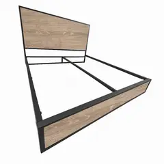 GENERICO - Cama Sencilla Metal Madera Agata Cafe 100 x 190 x 24