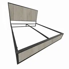 GENERICO - Cama Doble Metal Madera Agata Gris Oscuro 140 x 190 x 24