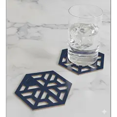 MYARKA LATINA - Set de portavasos Doble faz x6 u Modelo Cubit Color Plata y Azul Oscuro