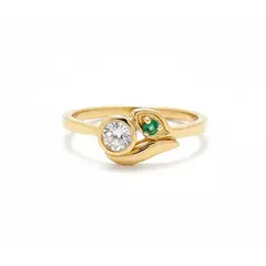 BELLEZA EXPRESS - Anillo en oro de 18k con esmeralda y circon