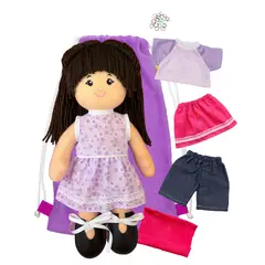 GENERICO - Muñeca de trapo didáctica 37cm con ropita intercambiable