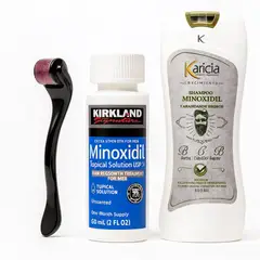 SIGNATURE - Minoxidil Topical Kirkland X1 frasco + Shampoo Karicia+Dermaroller