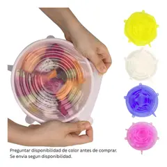 GENERICO - Tapas de Silicona Reutilizables X6 Elásticas Cocina