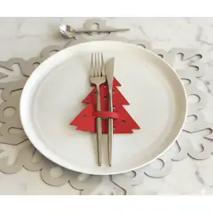 MYARKA LATINA - Portacubiertos Pino navidad x2 Rojo y Dorado