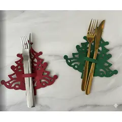 MYARKA LATINA - Portacubiertos Arbolito navidad curvo x2 Rojo y Verde