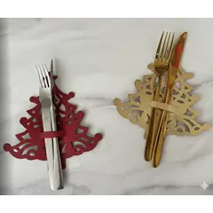 MYARKA LATINA - Portacubiertos Arbolito navidad curvo x2 Rojo y Dorado