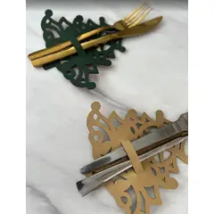 MYARKA LATINA - Portacubiertos Arbolito navidad curvo x2 Verde y Dorado