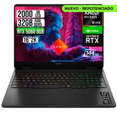 HP - PORTATIL OMEN AMD RYZEN 9 8940HX RTX 5060 8GB SSD 2TB RAM 32GB 16" 2K 144HZ