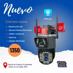 GENERICO - Cámara Doble Lente Alarma Sirena Simcard Wifi Resist Agua