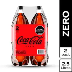 COCA COLA - Pack dúo de gaseosa Coca-Cola Zero sin azúcar 2.5 litros