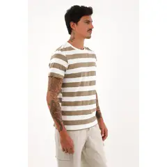 TENNIS - Camiseta con estampado de rayas cafés para hombre