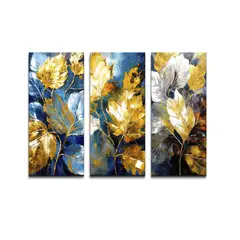 GENERICO - Lienzo Tríptico Arte Abstracto Minimalista Estilo Pintura Al Óleo 104x72cm