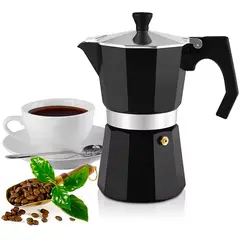 ONE PIXEL - Cafetera Italiana De Mocka 6 Tazas Negra Tipo Espresso 300ml