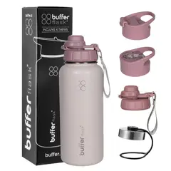 BUFFER FLASK - Termo Botella Agua Termica Inox Buffer + Tapas - Rosa
