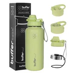 BUFFER FLASK - Termo Botella Agua Termica Inox Buffer + Tapas - Verde