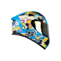 SHAFT - Casco Certificado 582 SP JOHNNY BRAVO Azul-Visor IR Dorado