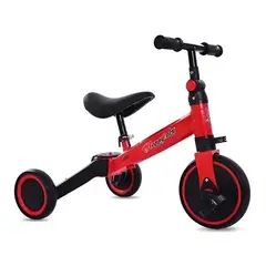 GENERICO - Bicicleta Equilibrio Triciclo 3 En 1 Plegable Rojo