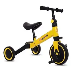 GENERICO - Bicicleta Equilibrio Triciclo 3 En 1 Plegable Amarillo