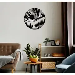 BEER EXPERIENCE LAB - Cuadro decoración pared Auroras en la Montaña 40x40cm MDF Negro