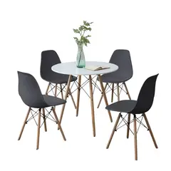 GENERICO - Comedor Redondo Color Blanco + 4 Sillas Color Gris