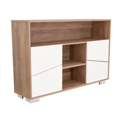 RTA DESIGN - Mesa Auxiliar Recibidor Orus Miel y Blanco con Cuatro Puertas