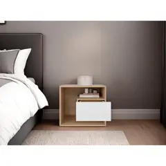 RTA DESIGN - Mesa de Noche Budi Fresno Europeo y Blancco Duqueza