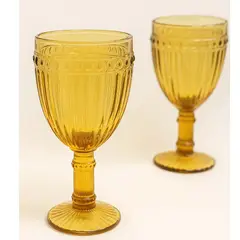 OCT GLASSWARE - SET 6 COPAS VINO AGUA VINTAGE 11 OZ AMARILLO