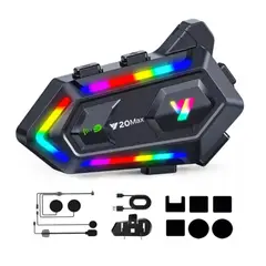 GENERICO - Intercomunicador Para Casco Moto Y20 Max Negro Rgb