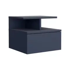 RTA DESIGN - Mesa de Noche Flotante Nube Kronos Azul Cajón y División de dos Entrepaños
