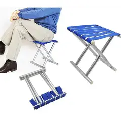 GENERICO - Taburete Plegable Portátil con Asiento de Tela Azul