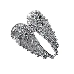 ITALIANA - Prendedor Alas De Angel Gema Diamante Bronce Baño Plata