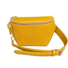 MARLA - Riñonera canguro en cuero con herrajes de lujo