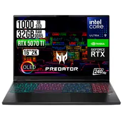 ACER - PORTATIL PREDATOR ULTRA 9 275HX RTX 5070 TI 12GB RAM 32GB SSD 1TB 16" OLED 240HZ