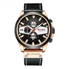 CURREN - Reloj 8394 Cronógrafo En Cuero Para Hombre Negro