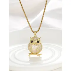 GENERICO - Collar Cadena Con Dije Buho Grande En Acero Inoxidable