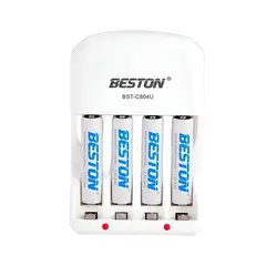 BESTON - Cargador + 4 Pilas Aaa Recargables 1.2v 1100mah