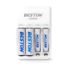 BESTON - Cargador + 4 Pilas Aa/aaa Recargables 1.2v 1500mah/1100mah