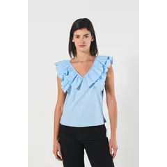 KOAJ - BLUSA UNICOLOR EN ALGODON ESCOTE GOLAS MANGA SISA Mujer