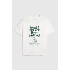 KOAJ - Camiseta oversize de Snoopy crema clara manga corta Niño