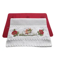 ARTESANAL - TOALLA NAVIDEÑAEN TELA GALLETA MOTIVO PESEBRE