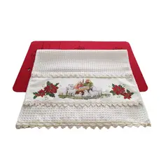 ARTESANAL - TOALLA NAVIDEÑAEN TELA GALLETA MOTIVO PESEBRE