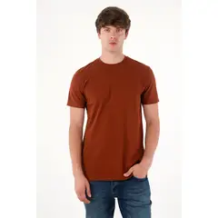 TENNIS - Camiseta manga corta en 100% algodón café para hombre