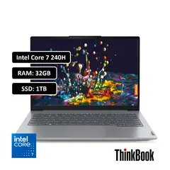 LENOVO - PORTATIL THINKBOOK CORE 7 240H - 32GB DDR5 - 1TB SSD - 14" WUXGA - RJ45 - WIN 11 PRO