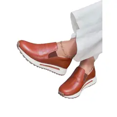 EVEGONZ - Zapato Casual Café Cómodo de Mujer En Cuero