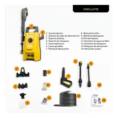TRENDNET - Hidrolavadora Eléctrica de 1600 PSI 1400W de Potencia